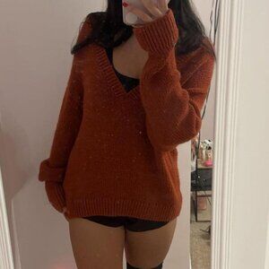 PINK by Victoria's Secret VS Burgundy Red V-Neck Sweater Jumper, Size Large